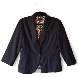 Cynthia Rowley Blazer Size L Classic Black‎ Academia Workwear Preppy Office